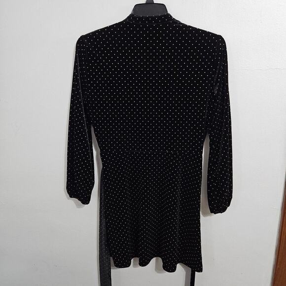 Zara Womens Long Sleeve Beaded Velvet Belted Golden Studded Mini Dress. Sz Small - Picture 7 of 8